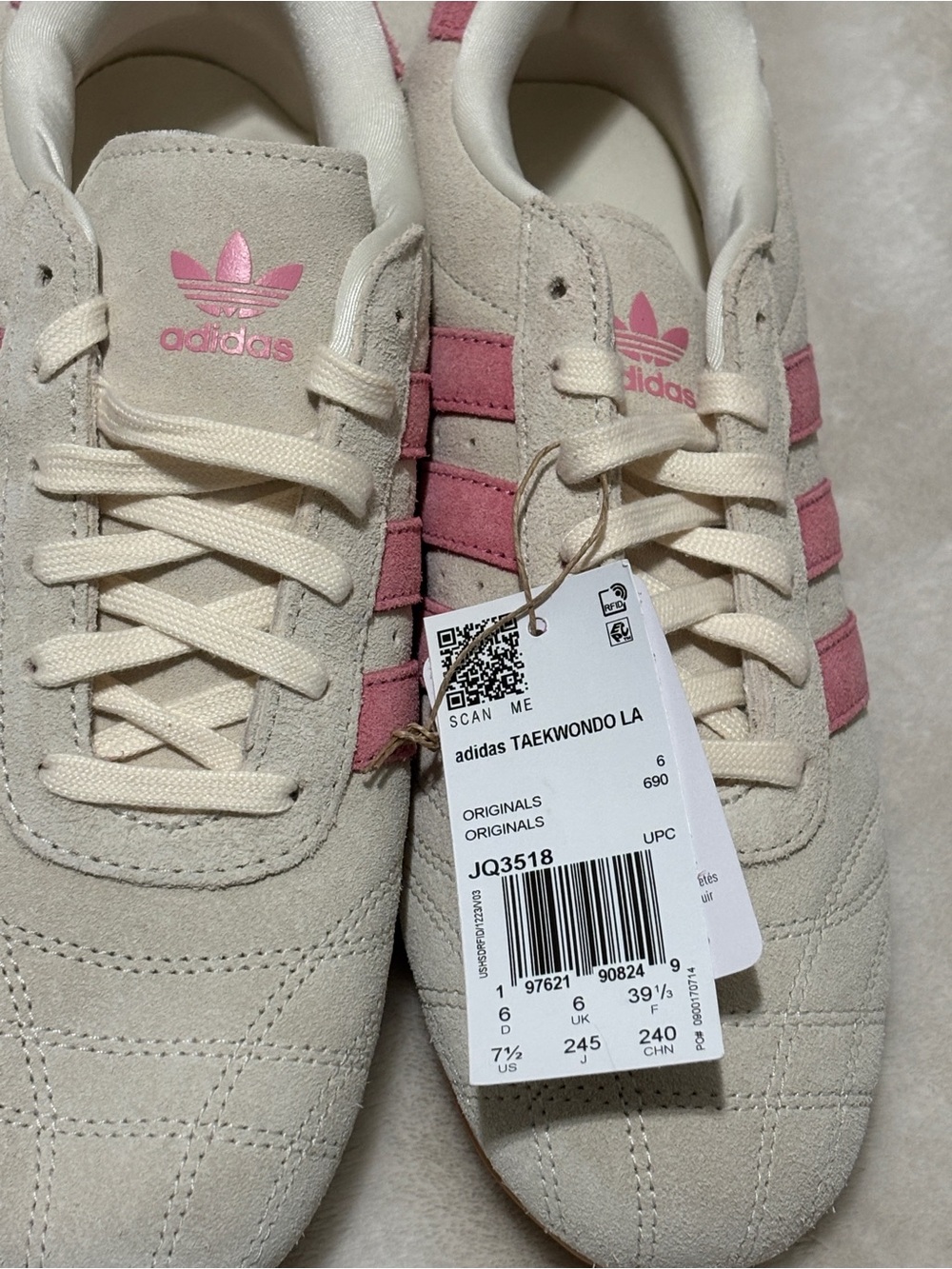 adidas Taekwondo LA Suede Sneakers in Cream and Pink